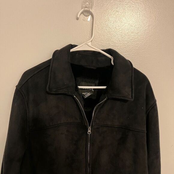 George Black Suede Fleece lined Jacket Full Zip Sz Large - Picture 4 of 11